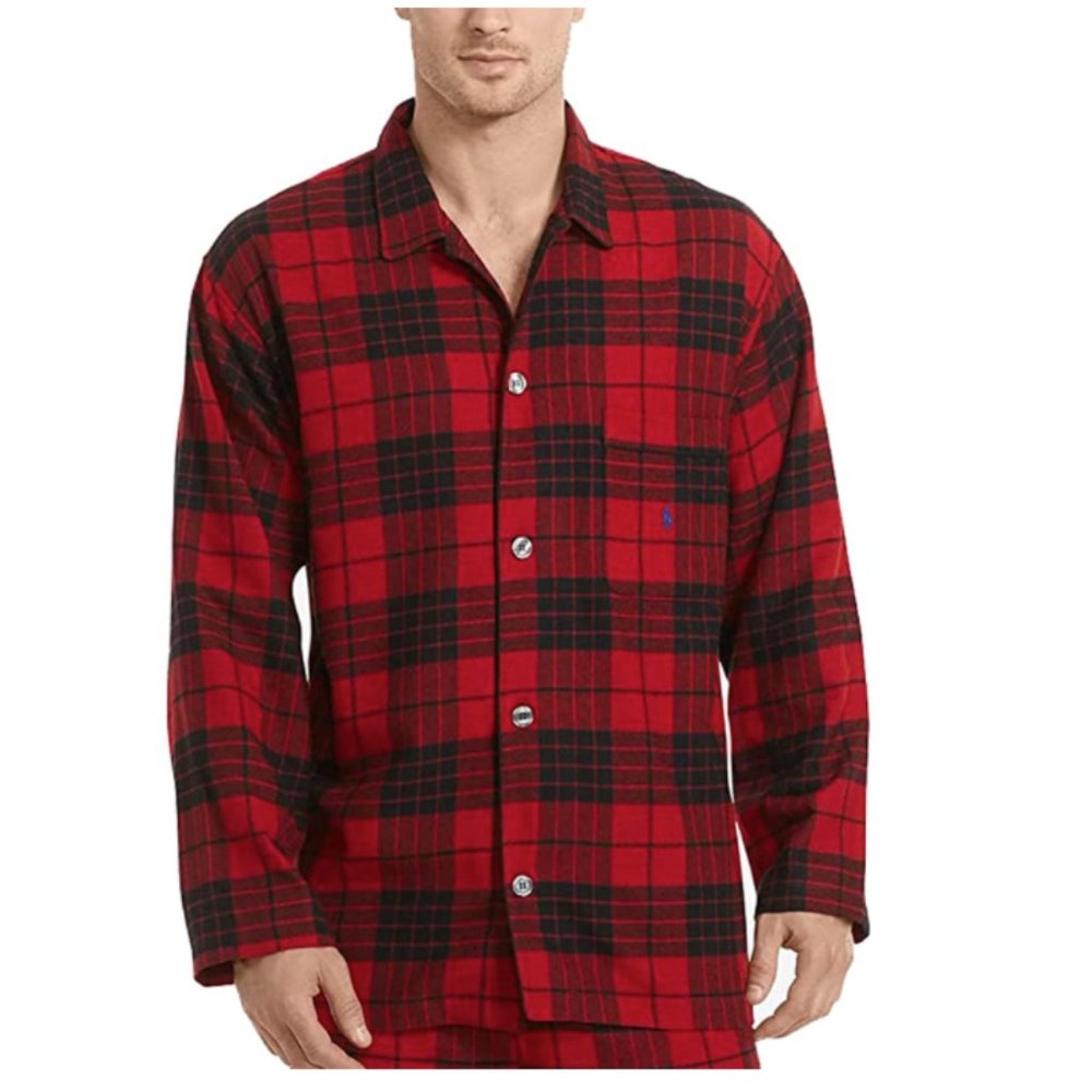 Polo Ralph Lauren Men's Red Plaid Flannel Sleep Shirt Pajama Top Sizes